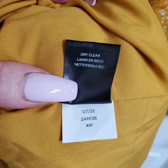 Tahari ASL Lace-Trim Tierred Split Neck Dress SZ 2 NWT Mustard Coquette Girl - Picture 8 of 11